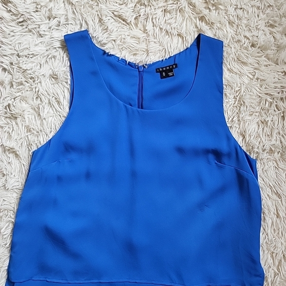 Women's Theory 100% Silk Blue Sleeves Tiered Flowy Blouse - M Medium - Picture 3 of 13